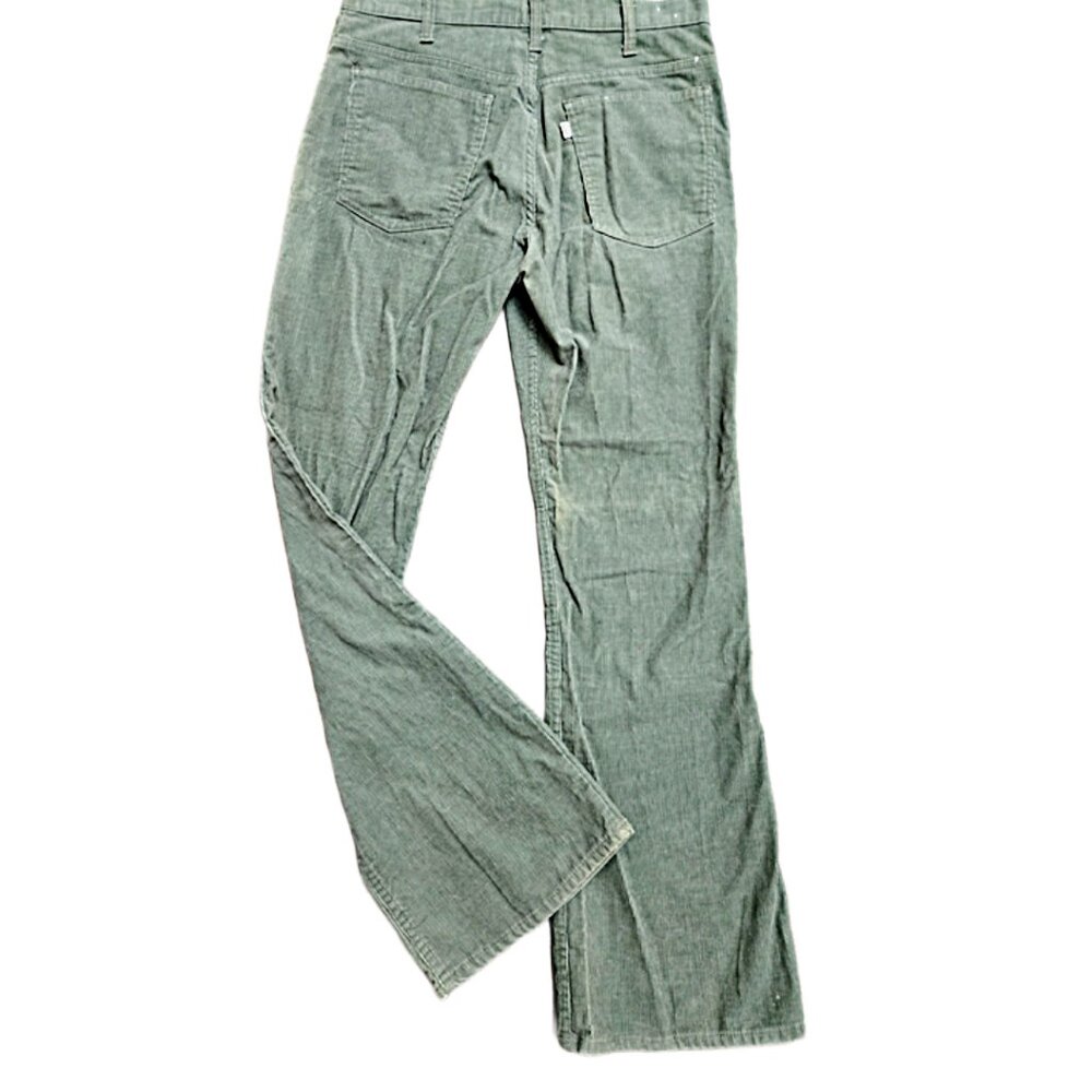 STYLISH LEVI'S GREEN CORDUROY FLARED JEANS 32X32 WIDE LEG HIPSTER JEANS - Picture 2 of 7